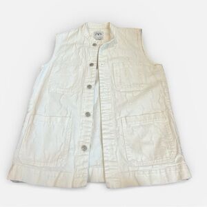 NWOT Zara Ivory Textured Button-Up Vest